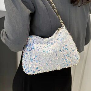 SEQUINED EVENING BAG in White